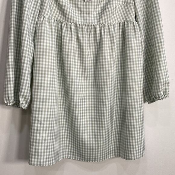 Gianni Bini Gingham Babydoll Dress Women's 10 Green - Picture 4 of 12